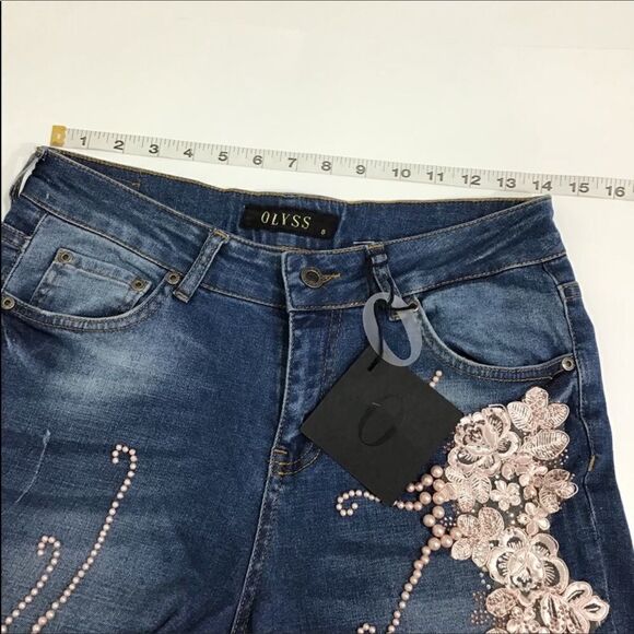 OLYSS New York High Rise Pearl Embellished Jeans - Picture 3 of 5